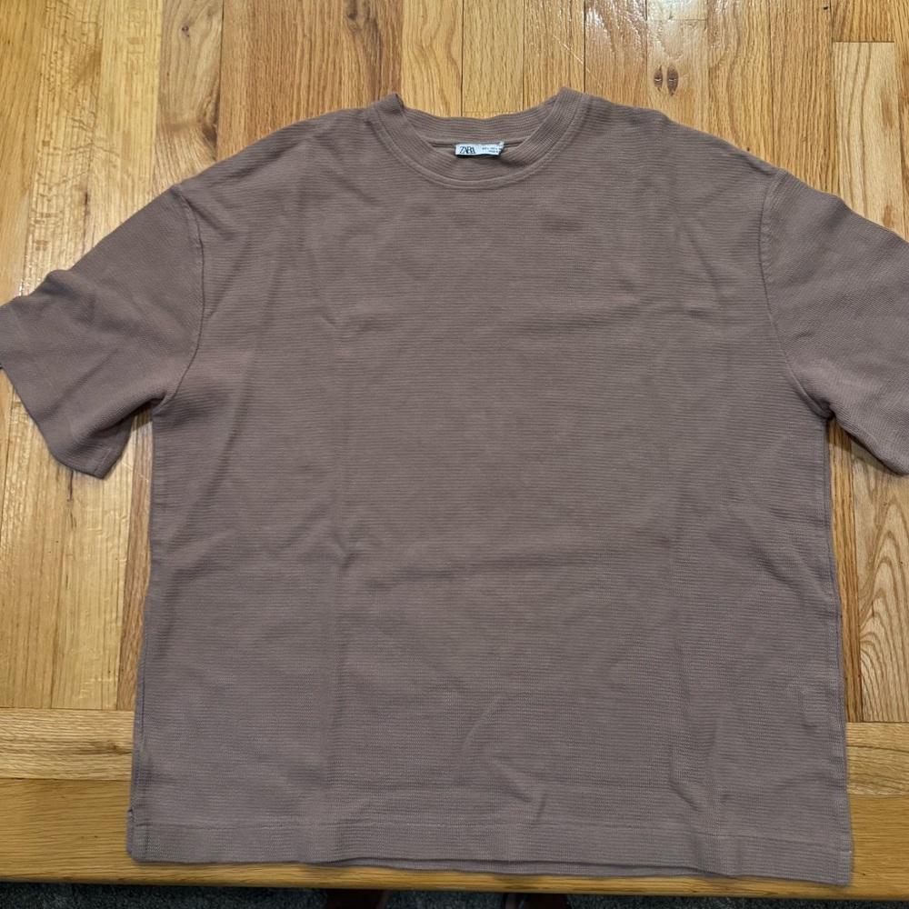 Zara Men's Taupe Short Sleeve Tee